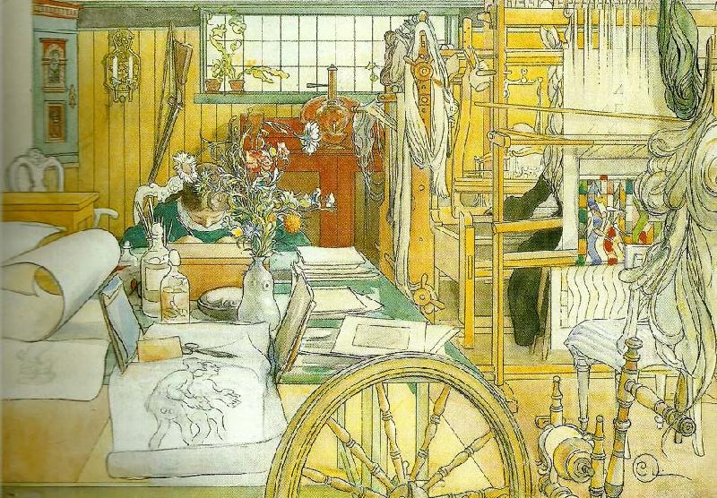 Carl Larsson verkstaden-brita i verkstaden